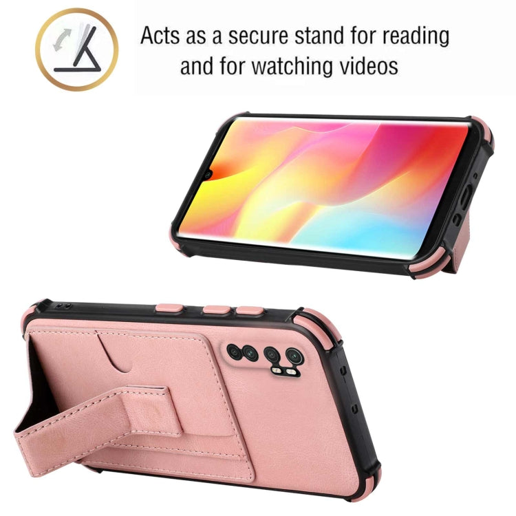 For Xiaomi Mi Note 10 Lite Dream PU + TPU Four-corner Shockproof Back Cover Case with Card Slots & Holder