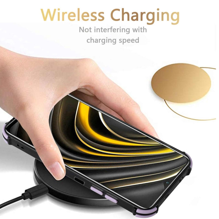 For Xiaomi Poco M3 Dream PU + TPU Four-corner Shockproof Back Cover Case with Card Slots & Holder