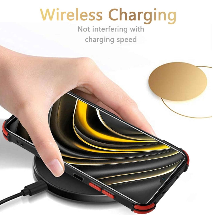 For Xiaomi Poco M3 Dream PU + TPU Four-corner Shockproof Back Cover Case with Card Slots & Holder