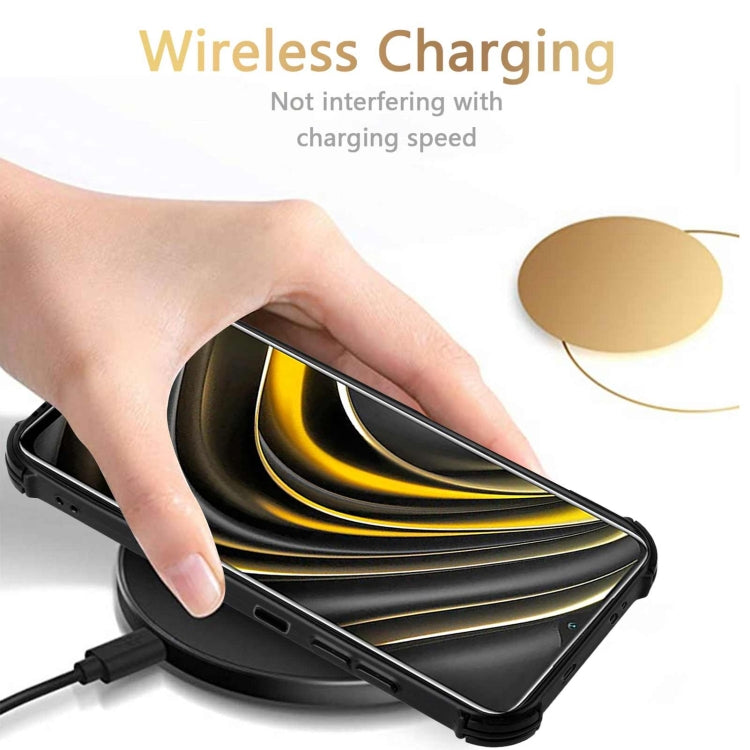 For Xiaomi Poco M3 Dream PU + TPU Four-corner Shockproof Back Cover Case with Card Slots & Holder