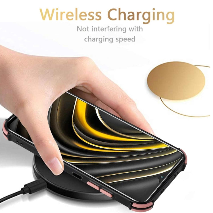 For Xiaomi Poco M3 Dream PU + TPU Four-corner Shockproof Back Cover Case with Card Slots & Holder