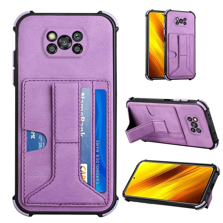 For Xiaomi Poco X3 NFC / Poco X3 / Poco X3 Pro Dream PU + TPU Four-corner Shockproof Back Cover Case with Card Slots & Holder