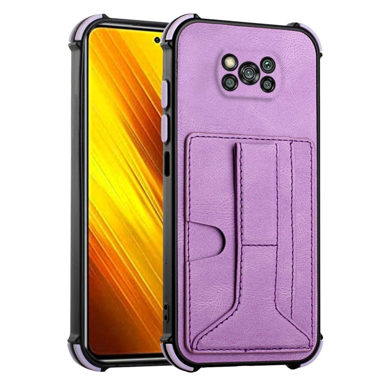 For Xiaomi Poco X3 NFC / Poco X3 / Poco X3 Pro Dream PU + TPU Four-corner Shockproof Back Cover Case with Card Slots & Holder