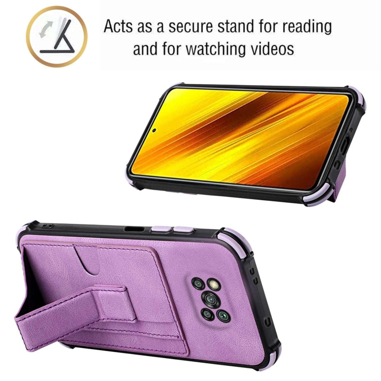 For Xiaomi Poco X3 NFC / Poco X3 / Poco X3 Pro Dream PU + TPU Four-corner Shockproof Back Cover Case with Card Slots & Holder