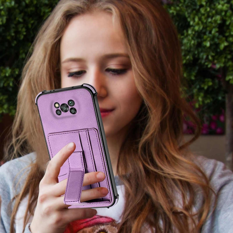 For Xiaomi Poco X3 NFC / Poco X3 / Poco X3 Pro Dream PU + TPU Four-corner Shockproof Back Cover Case with Card Slots & Holder