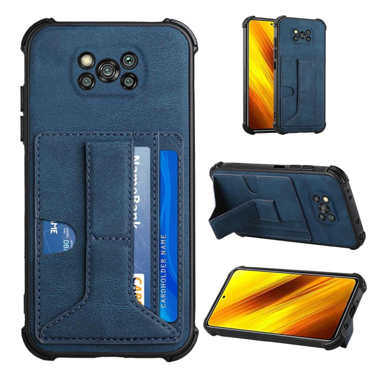 For Xiaomi Poco X3 NFC / Poco X3 / Poco X3 Pro Dream PU + TPU Four-corner Shockproof Back Cover Case with Card Slots & Holder
