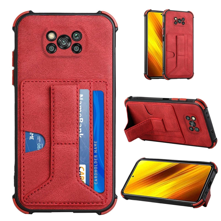 For Xiaomi Poco X3 NFC / Poco X3 / Poco X3 Pro Dream PU + TPU Four-corner Shockproof Back Cover Case with Card Slots & Holder