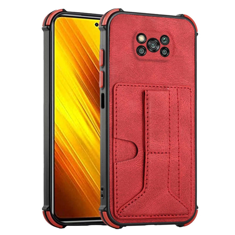 For Xiaomi Poco X3 NFC / Poco X3 / Poco X3 Pro Dream PU + TPU Four-corner Shockproof Back Cover Case with Card Slots & Holder