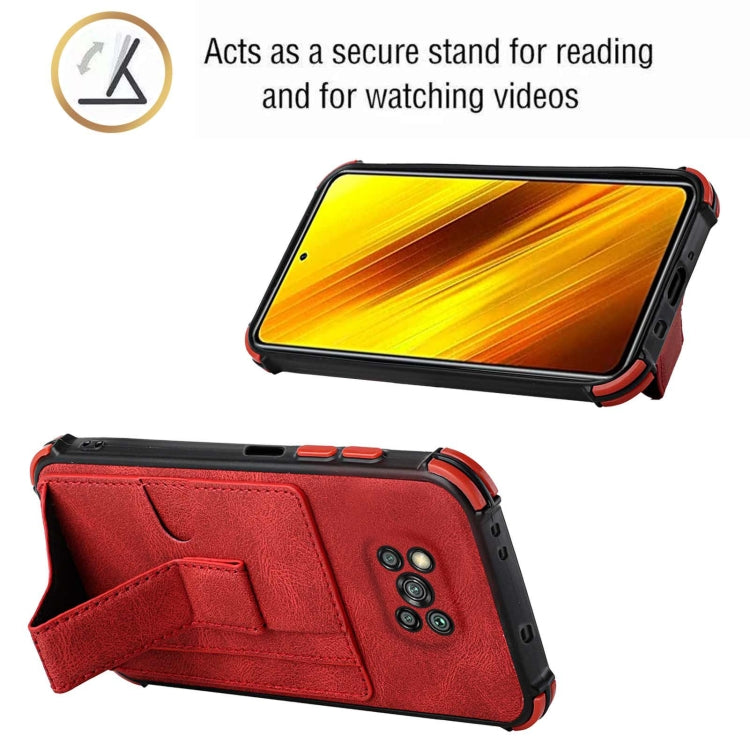 For Xiaomi Poco X3 NFC / Poco X3 / Poco X3 Pro Dream PU + TPU Four-corner Shockproof Back Cover Case with Card Slots & Holder