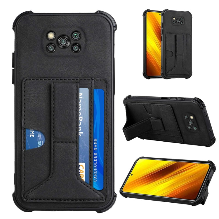 For Xiaomi Poco X3 NFC / Poco X3 / Poco X3 Pro Dream PU + TPU Four-corner Shockproof Back Cover Case with Card Slots & Holder