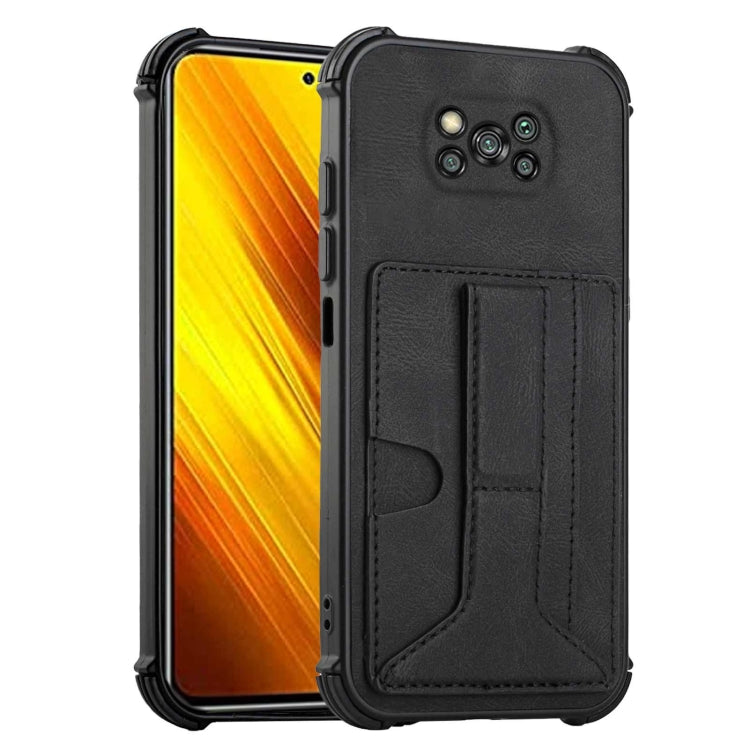 For Xiaomi Poco X3 NFC / Poco X3 / Poco X3 Pro Dream PU + TPU Four-corner Shockproof Back Cover Case with Card Slots & Holder