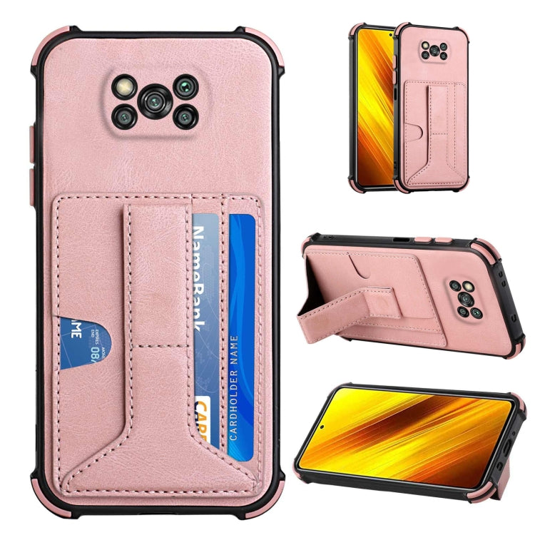 For Xiaomi Poco X3 NFC / Poco X3 / Poco X3 Pro Dream PU + TPU Four-corner Shockproof Back Cover Case with Card Slots & Holder