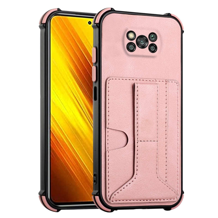 For Xiaomi Poco X3 NFC / Poco X3 / Poco X3 Pro Dream PU + TPU Four-corner Shockproof Back Cover Case with Card Slots & Holder
