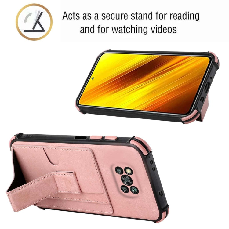 For Xiaomi Poco X3 NFC / Poco X3 / Poco X3 Pro Dream PU + TPU Four-corner Shockproof Back Cover Case with Card Slots & Holder