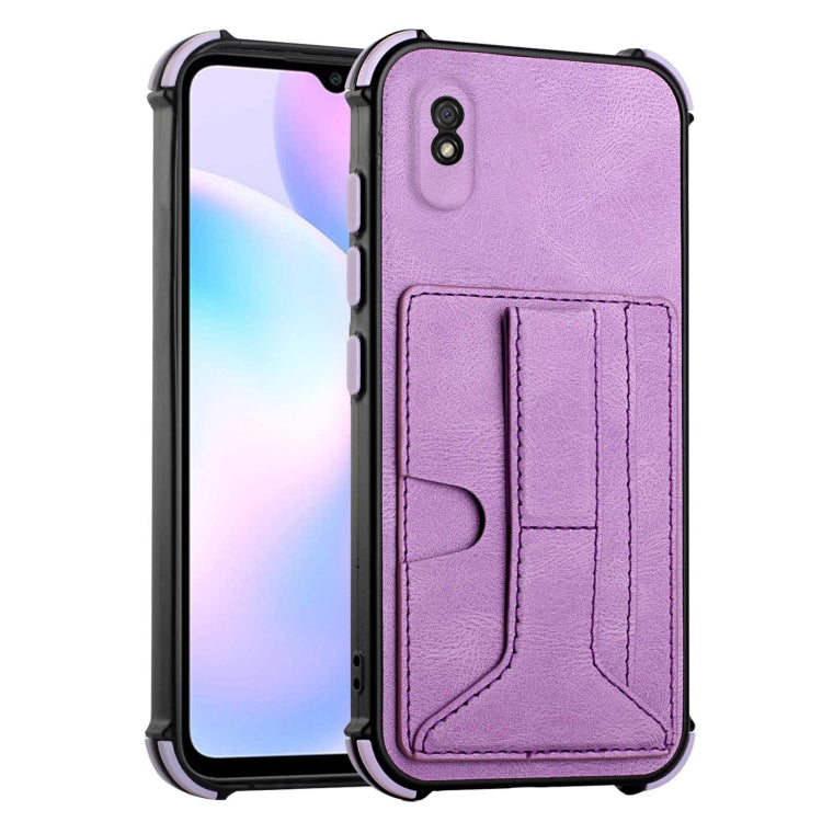 For Xiaomi Redmi 9A / Redmi 9i Dream PU + TPU Four-corner Shockproof Back Cover Case with Card Slots & Holder