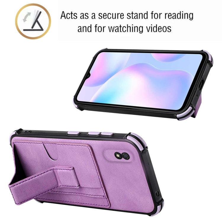 For Xiaomi Redmi 9A / Redmi 9i Dream PU + TPU Four-corner Shockproof Back Cover Case with Card Slots & Holder