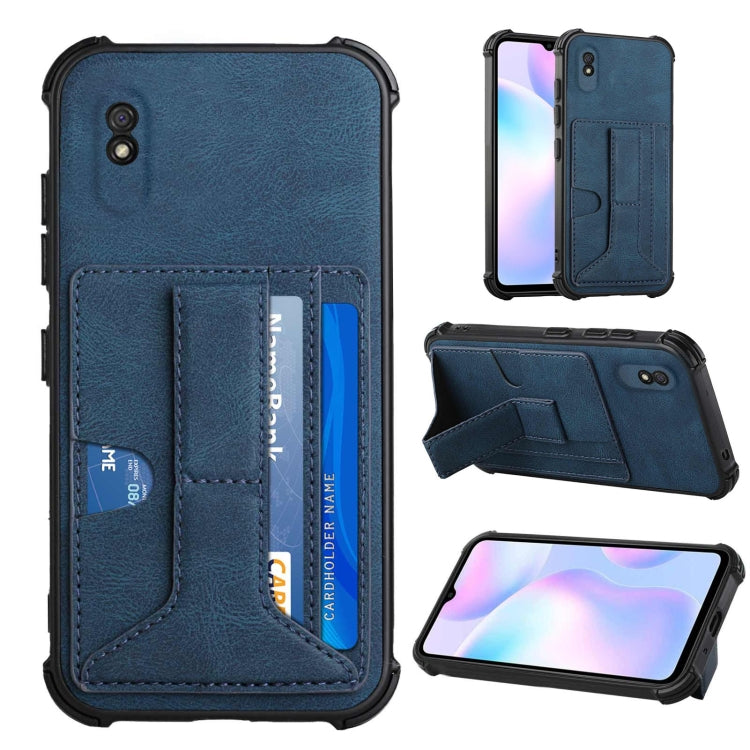 For Xiaomi Redmi 9A / Redmi 9i Dream PU + TPU Four-corner Shockproof Back Cover Case with Card Slots & Holder