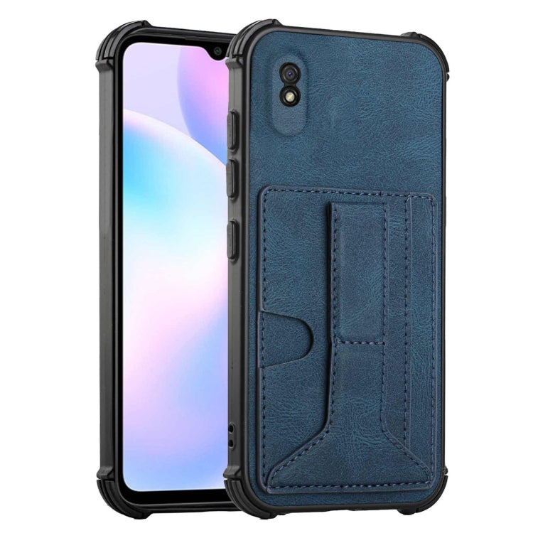 For Xiaomi Redmi 9A / Redmi 9i Dream PU + TPU Four-corner Shockproof Back Cover Case with Card Slots & Holder