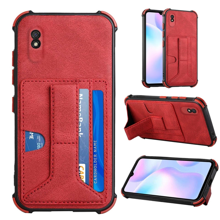 For Xiaomi Redmi 9A / Redmi 9i Dream PU + TPU Four-corner Shockproof Back Cover Case with Card Slots & Holder