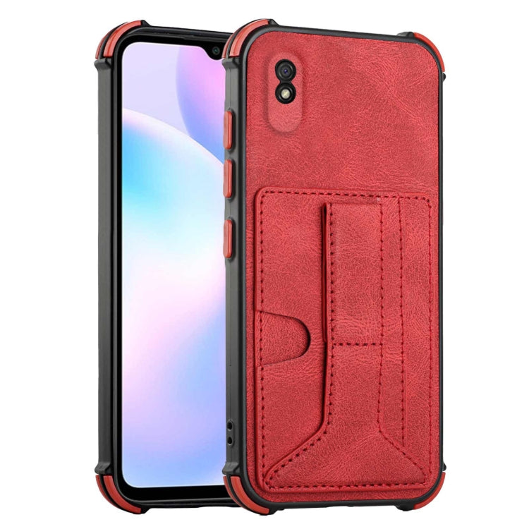For Xiaomi Redmi 9A / Redmi 9i Dream PU + TPU Four-corner Shockproof Back Cover Case with Card Slots & Holder