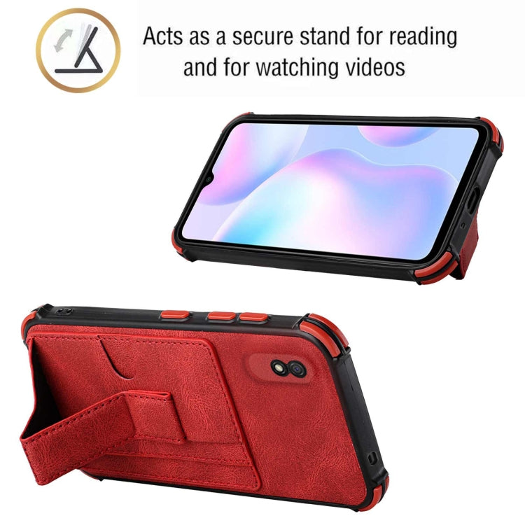 For Xiaomi Redmi 9A / Redmi 9i Dream PU + TPU Four-corner Shockproof Back Cover Case with Card Slots & Holder