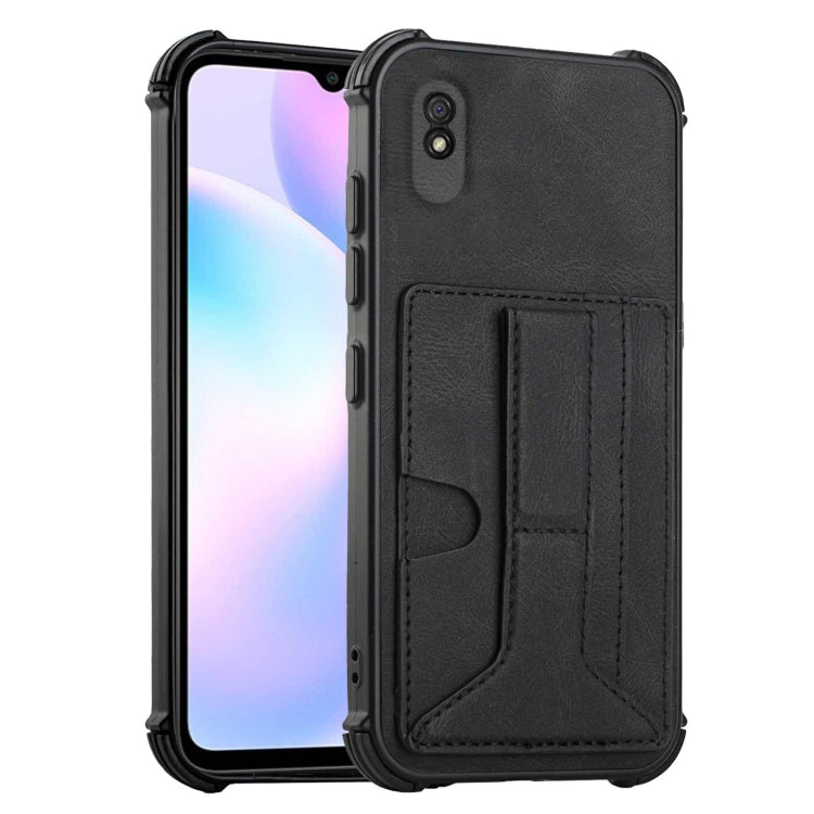 For Xiaomi Redmi 9A / Redmi 9i Dream PU + TPU Four-corner Shockproof Back Cover Case with Card Slots & Holder
