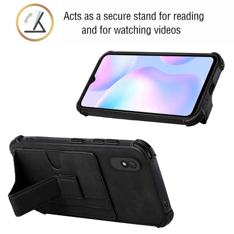 For Xiaomi Redmi 9A / Redmi 9i Dream PU + TPU Four-corner Shockproof Back Cover Case with Card Slots & Holder