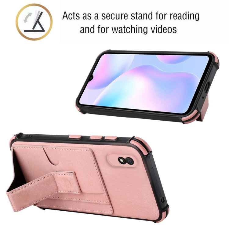 For Xiaomi Redmi 9A / Redmi 9i Dream PU + TPU Four-corner Shockproof Back Cover Case with Card Slots & Holder