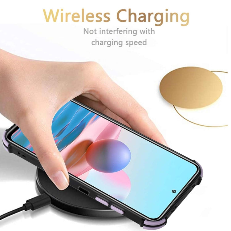 For Xiaomi Redmi Note 10 4G / Note 10S Dream PU + TPU Four-corner Shockproof Back Cover Case with Card Slots & Holder