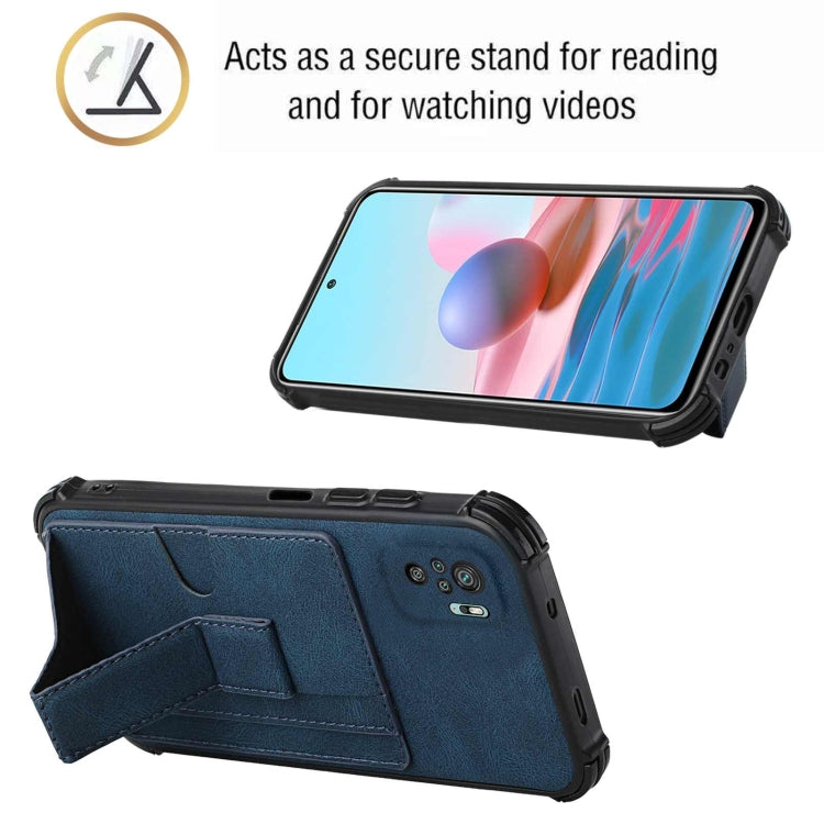 For Xiaomi Redmi Note 10 4G / Note 10S Dream PU + TPU Four-corner Shockproof Back Cover Case with Card Slots & Holder