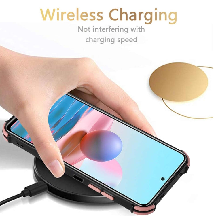 For Xiaomi Redmi Note 10 4G / Note 10S Dream PU + TPU Four-corner Shockproof Back Cover Case with Card Slots & Holder