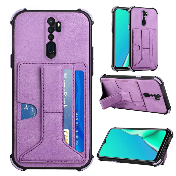 For OPPO A9 2020 / A5 2020 Dream PU + TPU Four-corner Shockproof Back Cover Case with Card Slots & Holder