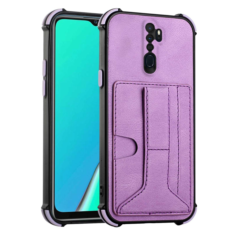 For OPPO A9 2020 / A5 2020 Dream PU + TPU Four-corner Shockproof Back Cover Case with Card Slots & Holder