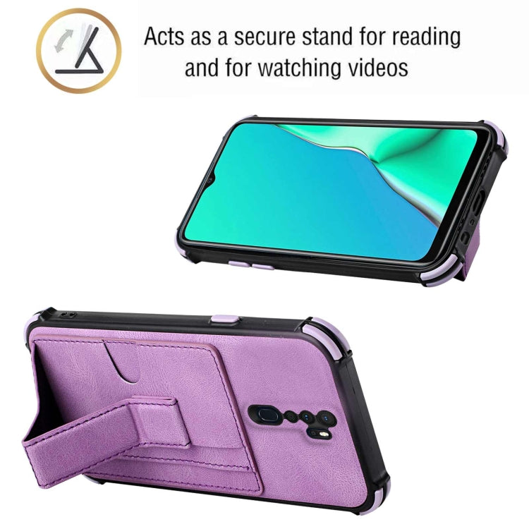 For OPPO A9 2020 / A5 2020 Dream PU + TPU Four-corner Shockproof Back Cover Case with Card Slots & Holder