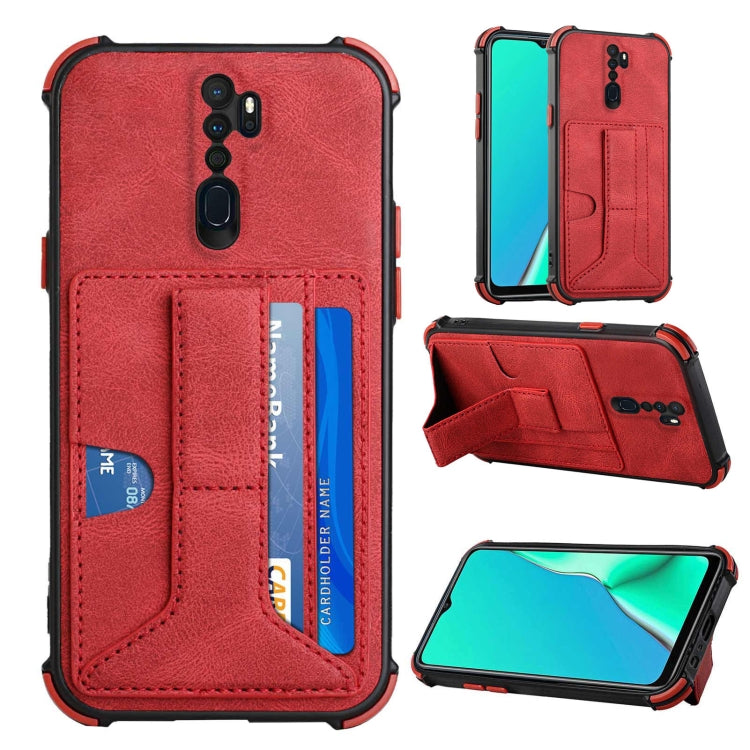 For OPPO A9 2020 / A5 2020 Dream PU + TPU Four-corner Shockproof Back Cover Case with Card Slots & Holder