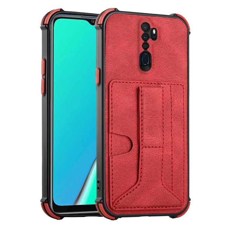 For OPPO A9 2020 / A5 2020 Dream PU + TPU Four-corner Shockproof Back Cover Case with Card Slots & Holder