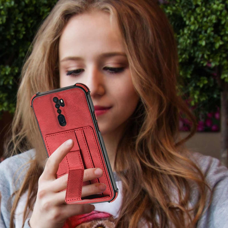 For OPPO A9 2020 / A5 2020 Dream PU + TPU Four-corner Shockproof Back Cover Case with Card Slots & Holder