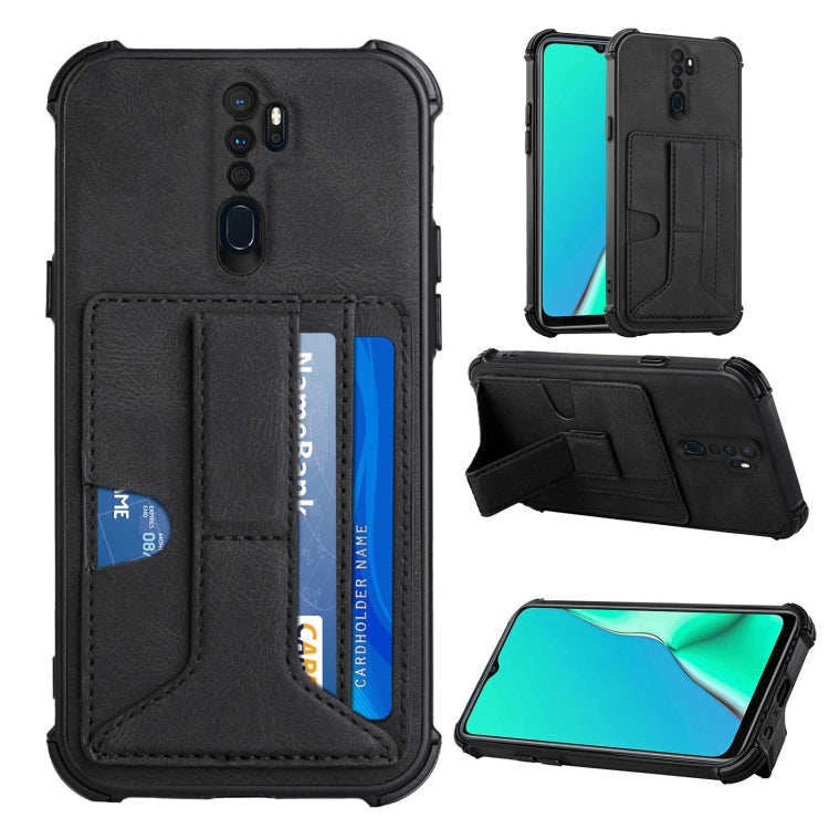 For OPPO A9 2020 / A5 2020 Dream PU + TPU Four-corner Shockproof Back Cover Case with Card Slots & Holder