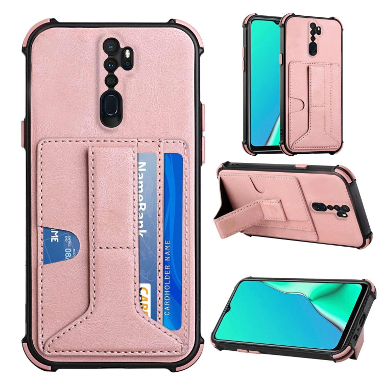 For OPPO A9 2020 / A5 2020 Dream PU + TPU Four-corner Shockproof Back Cover Case with Card Slots & Holder