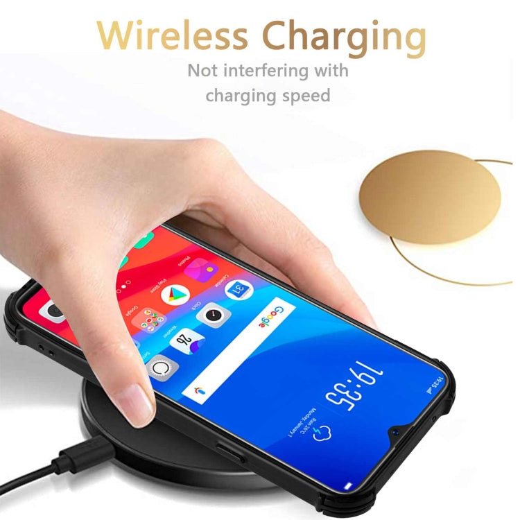 For OPPO F9 / A7x Dream PU + TPU Four-corner Shockproof Back Cover Case with Card Slots & Holder