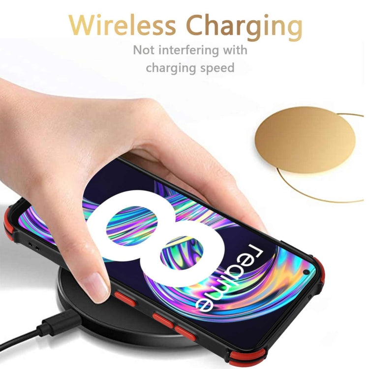 For OPPO Realme 8 Dream PU + TPU Four-corner Shockproof Back Cover Case with Card Slots & Holder