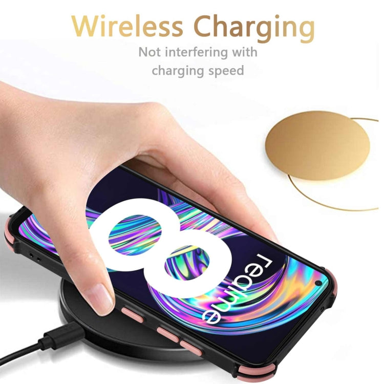 For OPPO Realme 8 Dream PU + TPU Four-corner Shockproof Back Cover Case with Card Slots & Holder