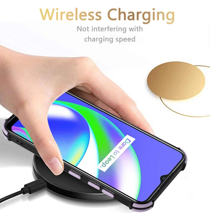 For OPPO Realme C12 / C25 / Narzo 20 / Narzo 30A Dream PU + TPU Four-corner Shockproof Back Cover Case with Card Slots & Holder