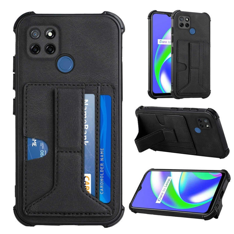 For OPPO Realme C12 / C25 / Narzo 20 / Narzo 30A Dream PU + TPU Four-corner Shockproof Back Cover Case with Card Slots & Holder