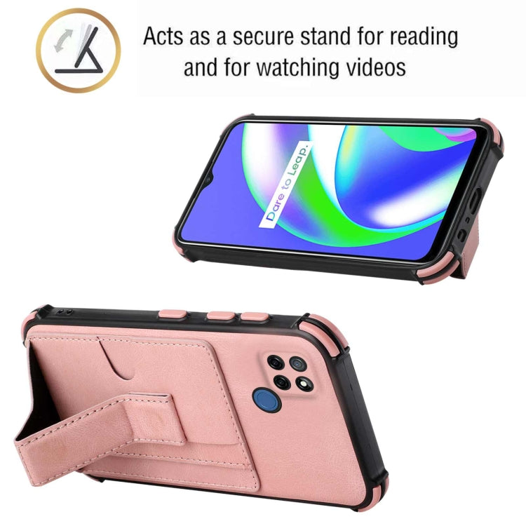 For OPPO Realme C12 / C25 / Narzo 20 / Narzo 30A Dream PU + TPU Four-corner Shockproof Back Cover Case with Card Slots & Holder
