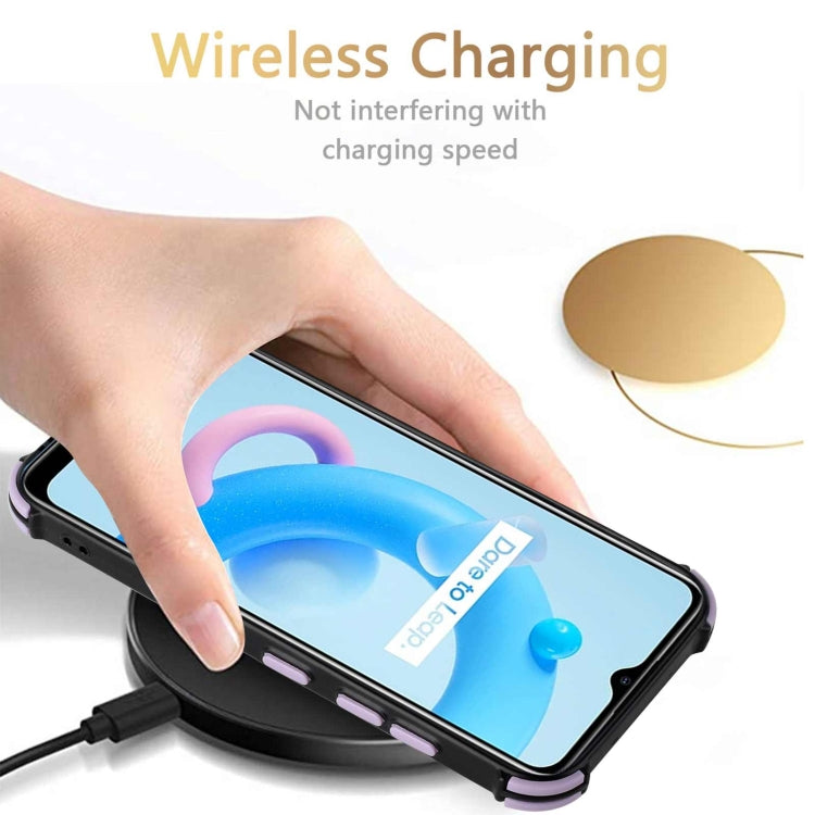 For OPPO Realme C20 Dream PU + TPU Four-corner Shockproof Back Cover Case with Card Slots & Holder