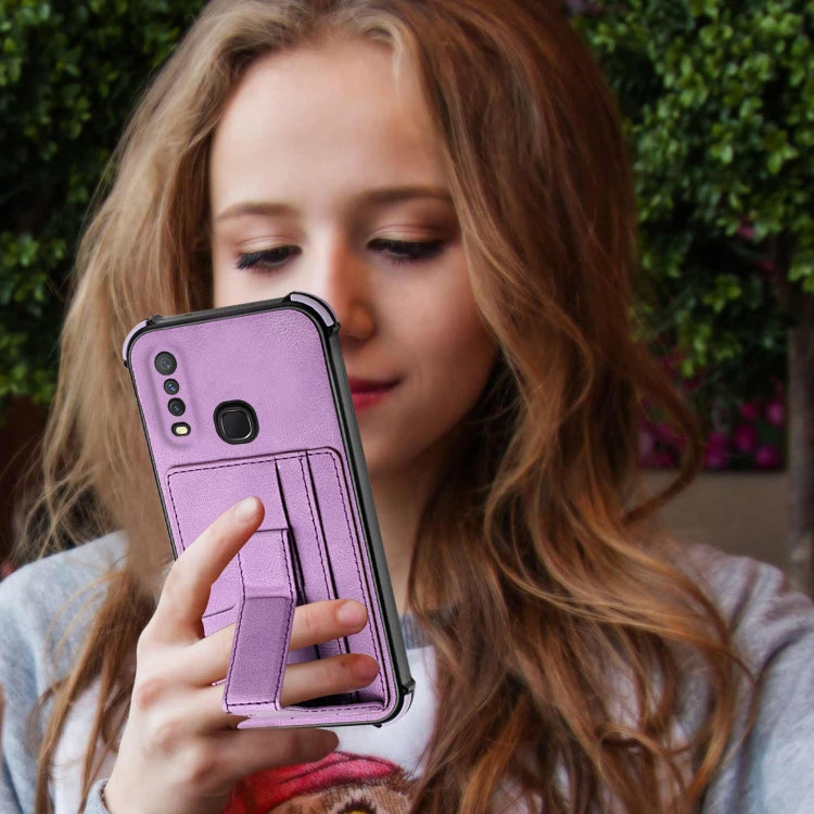 For vivo Y12i / Y11 / Y12 / Y15 / Y17 Dream PU + TPU Four-corner Shockproof Back Cover Case with Card Slots & Holder