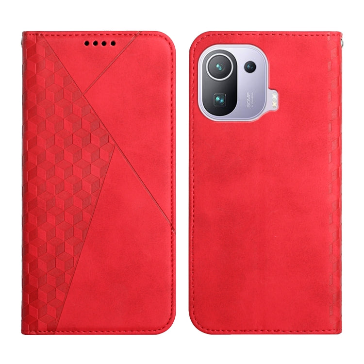 For Xiaomi Mi 11 Pro Diamond Pattern Splicing Skin Feel Magnetic Horizontal Flip Leather Case with Card Slots & Holder & Wallet