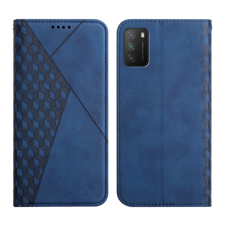 For Xiaomi Poco M3 / Redmi 9T Diamond Pattern Splicing Skin Feel Magnetic Horizontal Flip Leather Case with Card Slots & Holder & Wallet