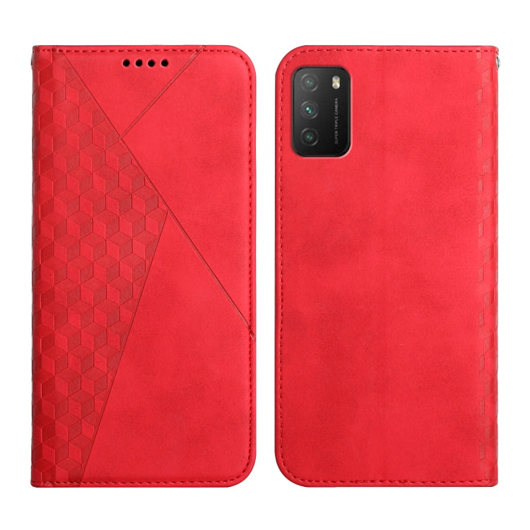 For Xiaomi Poco M3 / Redmi 9T Diamond Pattern Splicing Skin Feel Magnetic Horizontal Flip Leather Case with Card Slots & Holder & Wallet